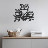 Owl Family Metal Wall Art, Mother Owl with Owlets Wall Decor, Nature Themed Nursery Art, Rustic Animal Wall Hanging, Wildlife Gift Idea 1