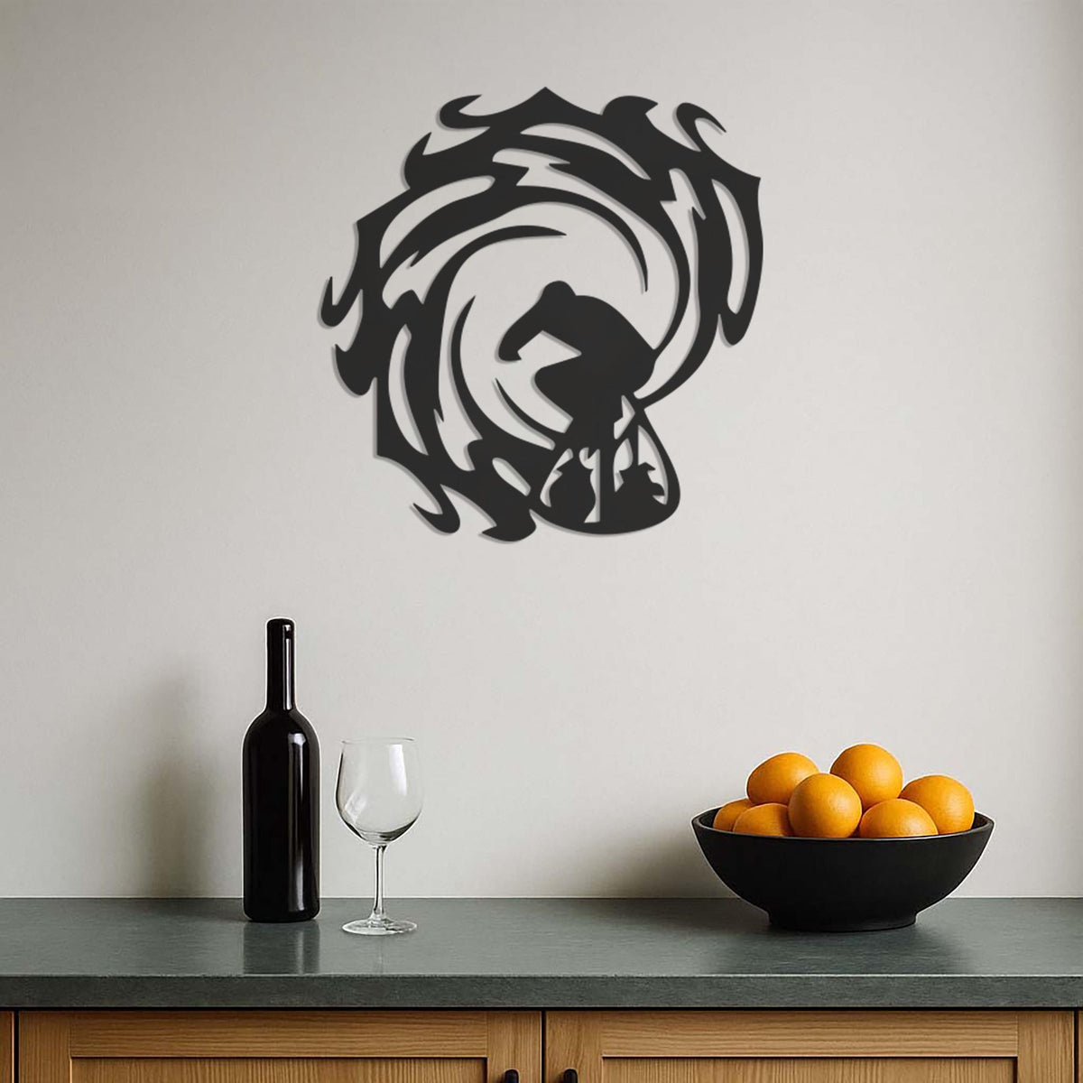 Surfer Wall Art, Metal Surfing Wall Decor, Modern Ocean Wave Sculpture, Surfer Silhouette Artwork, Coastal Beach House Wall Accent,Wall Art