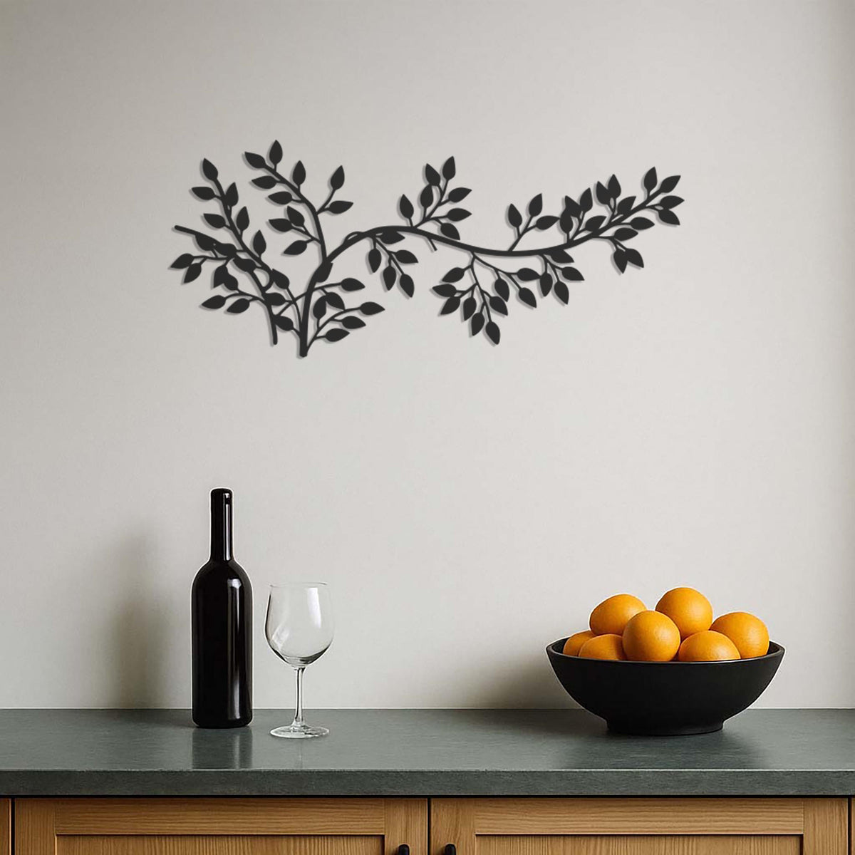 Elegant Metal Tree Branch Wall Decor with Leaves, Nature-Inspired Wall Art for Living Room, Bedroom or Entryway, Rustic Botanical Design
