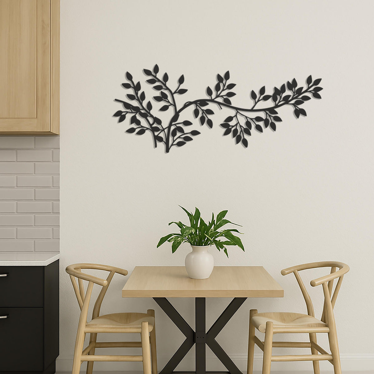 Elegant Metal Tree Branch Wall Decor with Leaves, Nature-Inspired Wall Art for Living Room, Bedroom or Entryway, Rustic Botanical Design