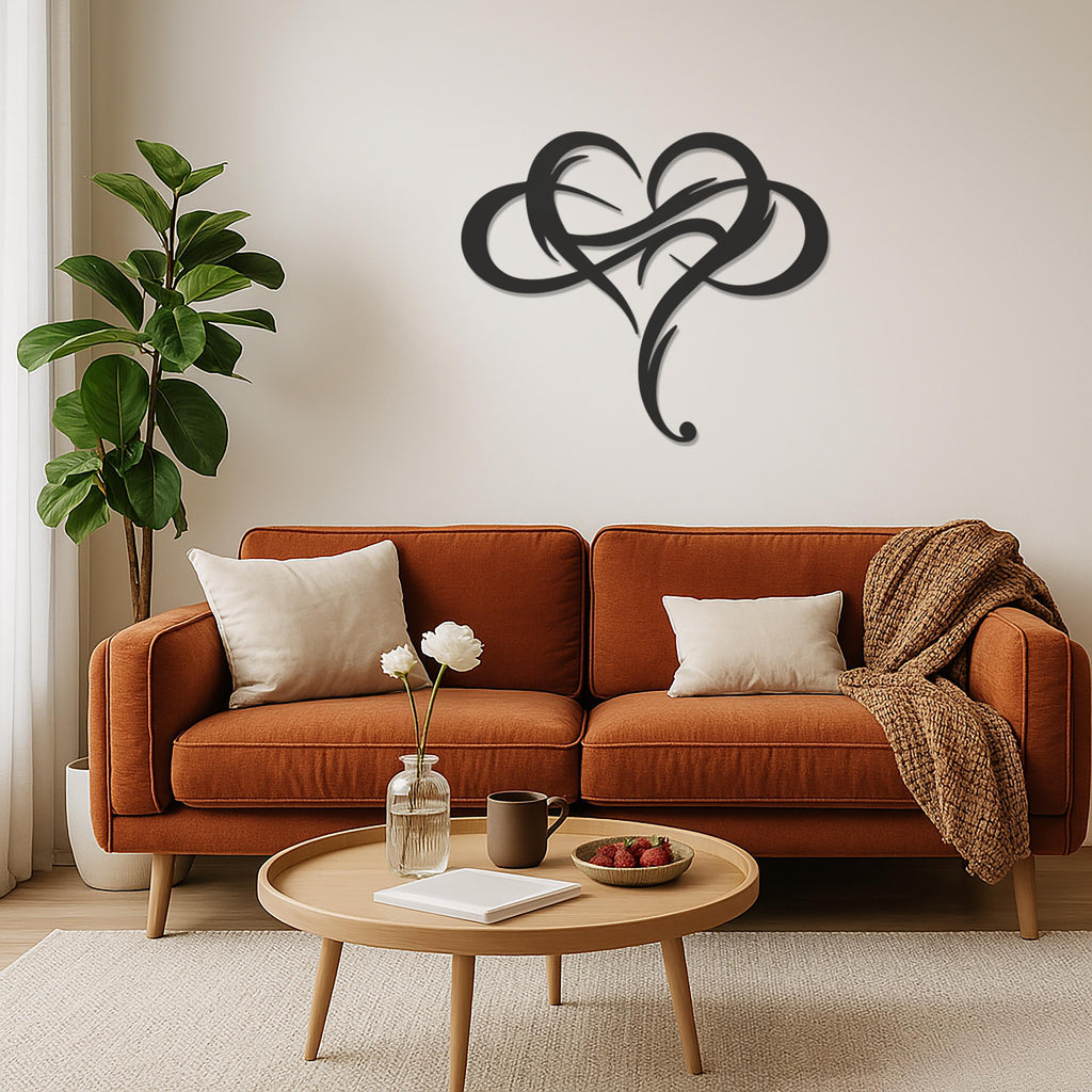 Modern Abstract Heart Metal Wall Art, Romantic Decorative Accent for Bedroom,Living Room or Entryway,Personalized Love Gift Option, Wall Art