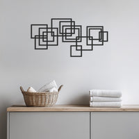 Geometric Squares Metal Wall Art, Modern Minimalist Wall Decor for Living Room, Office or Bedroom, Abstract Metal Wall Sculpture, Wall Art 1