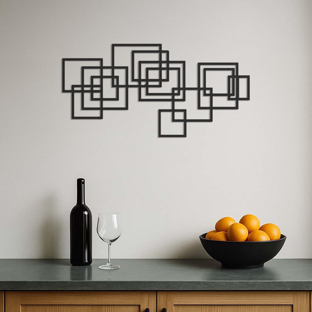 Geometric Squares Metal Wall Art, Modern Minimalist Wall Decor for Living Room, Office or Bedroom, Abstract Metal Wall Sculpture, Wall Art