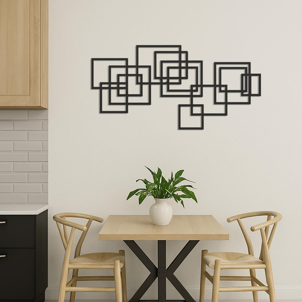 Geometric Squares Metal Wall Art, Modern Minimalist Wall Decor for Living Room, Office or Bedroom, Abstract Metal Wall Sculpture, Wall Art