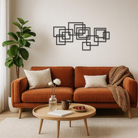 Geometric Squares Metal Wall Art, Modern Minimalist Wall Decor for Living Room, Office or Bedroom, Abstract Metal Wall Sculpture, Wall Art 4