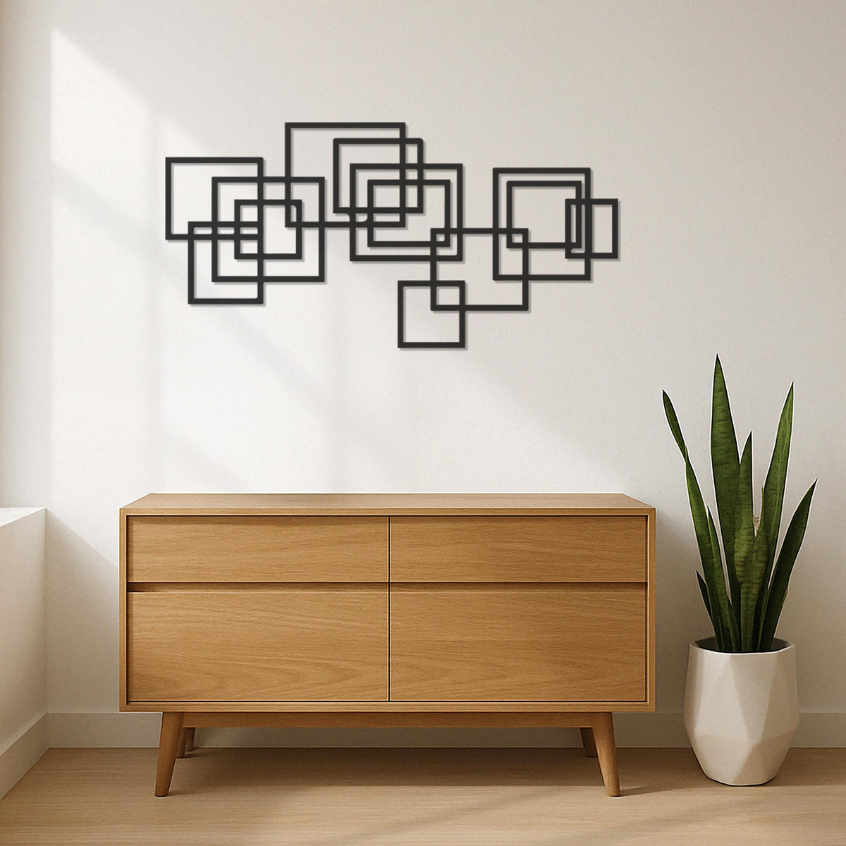 Geometric Squares Metal Wall Art, Modern Minimalist Wall Decor for Living Room, Office or Bedroom, Abstract Metal Wall Sculpture, Wall Art