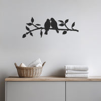 Lovebirds on Branch Metal Wall Art, Romantic Couple Bird Silhouette, Nature Inspired Home Decor, Minimalist Bedroom or Living Room Accent 1