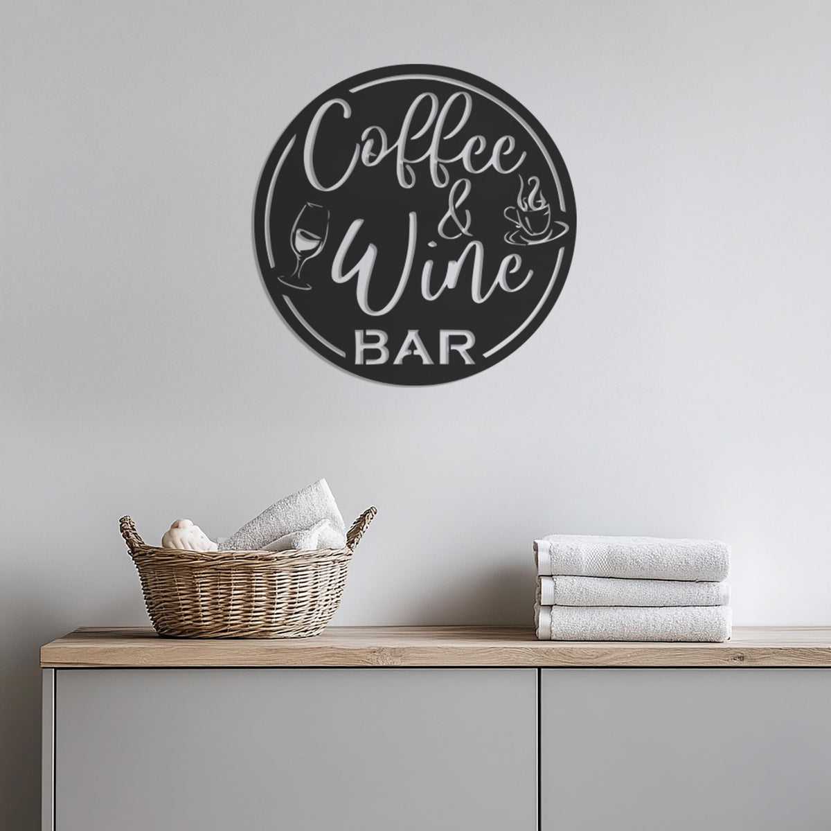 Coffee and Wine Bar Metal Wall Sign, Coffee Lover Decor, Wine Enthusiast Wall Art, Kitchen, Bar, Cafe, Home Bar Sign, Rustic Metal Decor