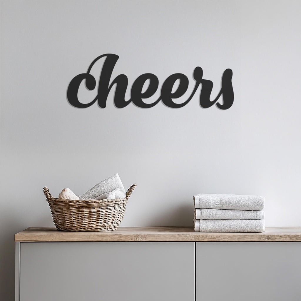 Cheers Metal Wall Art, Bar Wall Decor, Modern Cheers Sign, Home Bar Decoration, Modern Wine Bar Art, Rustic Metal Cheers Wall Sign for Party