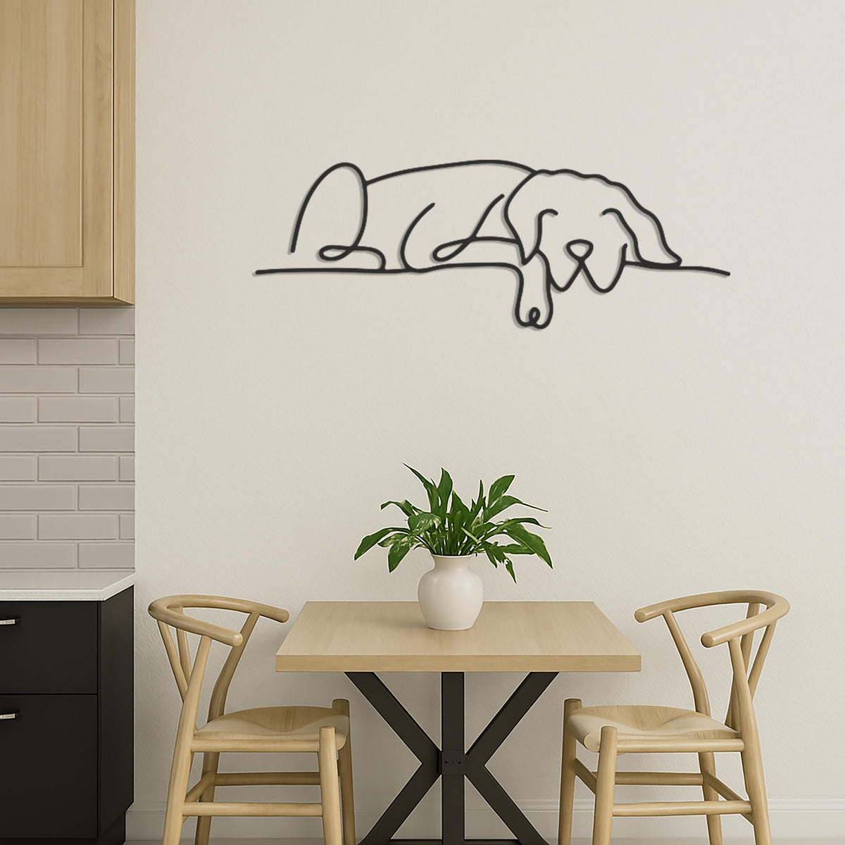 Modern Sleeping Dog Wall Art, Metal Dog Wall Decor, Minimalist Pet Wall Hanging, Personalized Dog Name Sign, Animal Wall Art for Pet Lovers