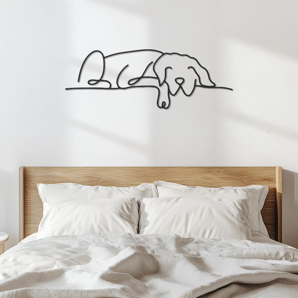 Modern Sleeping Dog Wall Art, Metal Dog Wall Decor, Minimalist Pet Wall Hanging, Personalized Dog Name Sign, Animal Wall Art for Pet Lovers