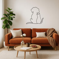 Dog and Cat Line Art Metal Wall Decor, Minimalist Pet Silhouette Art, Pet Lover Gift, Modern Home Accent for Living Room or Bedroom,Wall Art 4