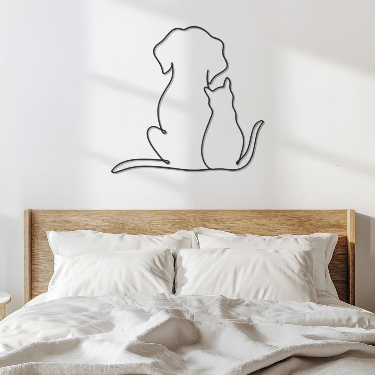 Dog and Cat Line Art Metal Wall Decor, Minimalist Pet Silhouette Art, Pet Lover Gift, Modern Home Accent for Living Room or Bedroom,Wall Art