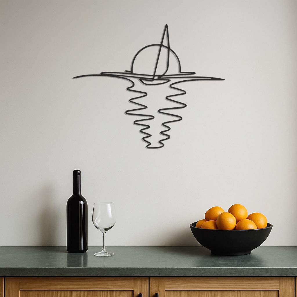 Minimalist Sailboat Metal Wall Art, Ocean Sunset Modern Decor, Nautical Themed Wall Hanging, Coastal Home Living Room Accent,Modern Wall Art