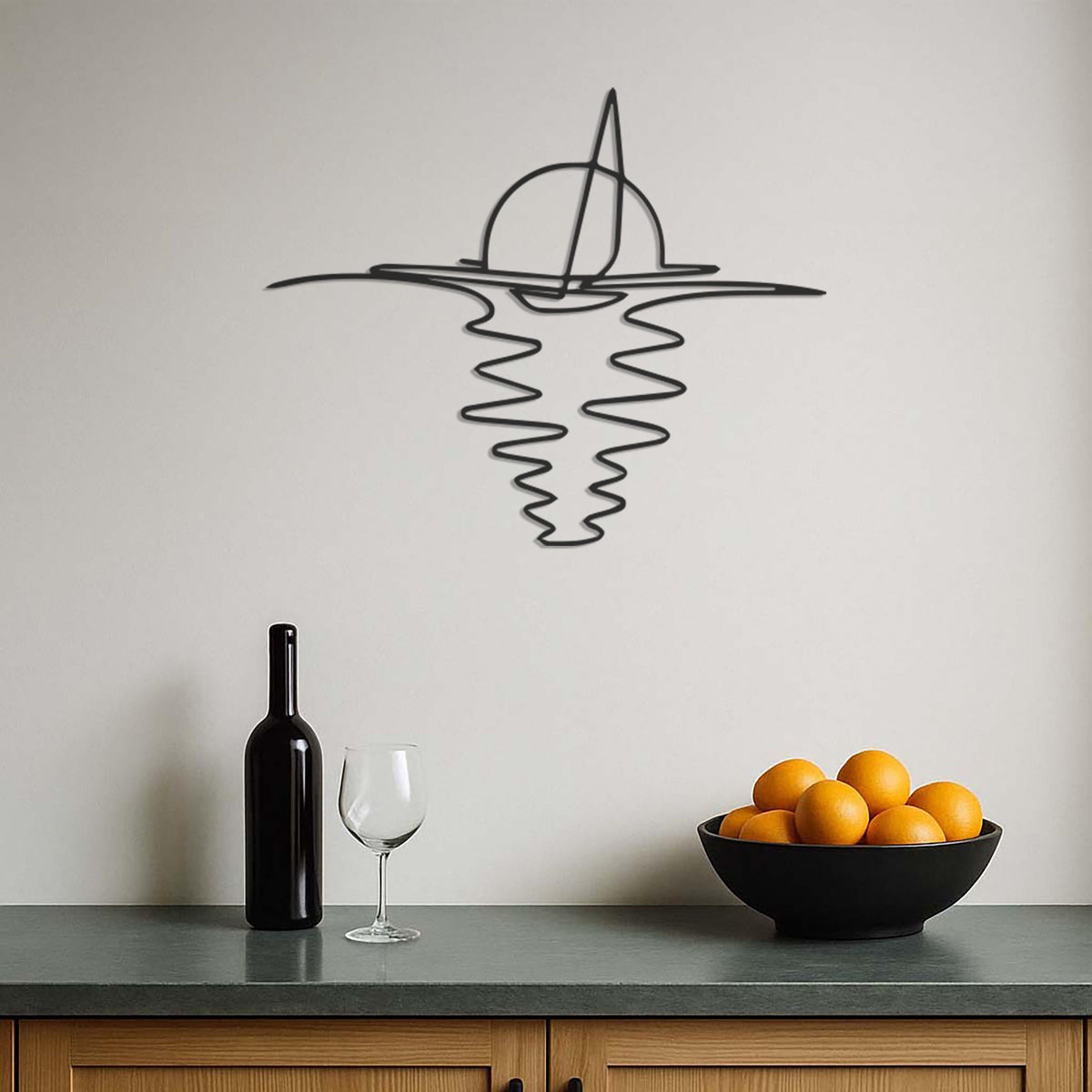 Minimalist Sailboat Metal Wall Art, Ocean Sunset Modern Decor, Nautical Themed Wall Hanging, Coastal Home Living Room Accent,Modern Wall Art