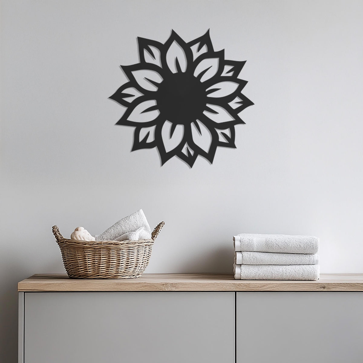 Sunflower Metal Wall Art, Modern Floral Wall Decor,Modern Nature Inspired Metal Flower Wall Hanging, Boho Chic Bedroom or Living Room Accent