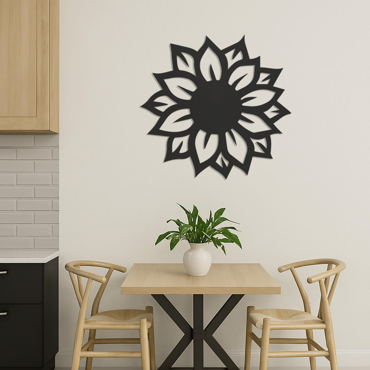 Sunflower Metal Wall Art, Modern Floral Wall Decor,Modern Nature Inspired Metal Flower Wall Hanging, Boho Chic Bedroom or Living Room Accent