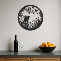 Cat and Bird Silhouette Metal Wall Decor, Nature Inspired Round Wall Decor, Whimsical Animal Scene, Modern Living Room or Bedroom Accent 2