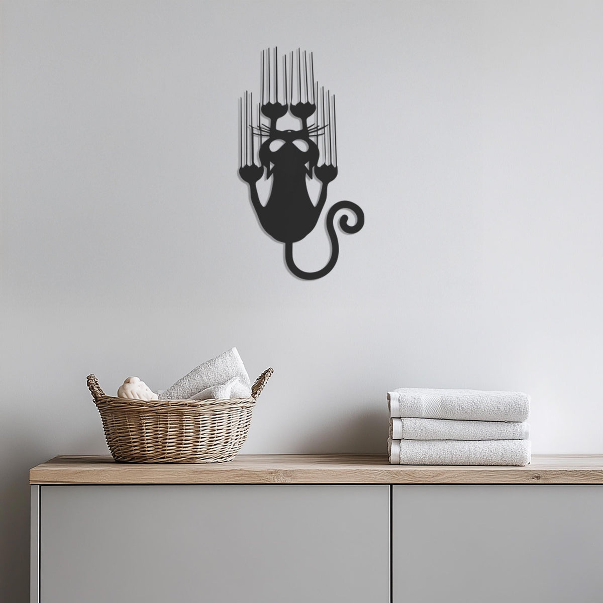 Funny Cat Metal Wall Art, Scratching Cat Wall Decor, Cute Cat Wall Art, Cat Lover Gift, Cat Silhouette Wall Art, Playful Cat Decor, Wall Art