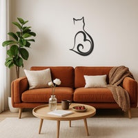 Minimalist Cat Metal Wall Art, Cat Wall Decor, Heart Cat Wall Hanging, Cat Lover Gift, Modern Cat Silhouette Art, Cat Outline Wall Sculpture 4