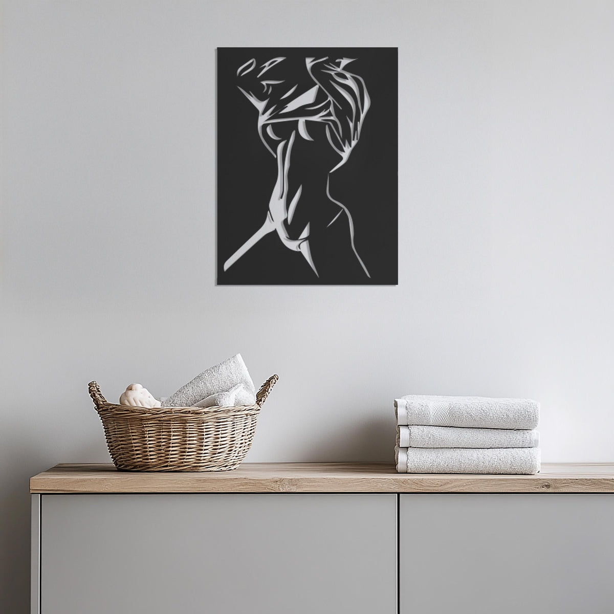 Abstract Female Body Metal Wall Art, Modern Woman Silhouette Wall Decor, Modern Minimalist Nude Metal Art, Bedroom Living Room Wall Hanging