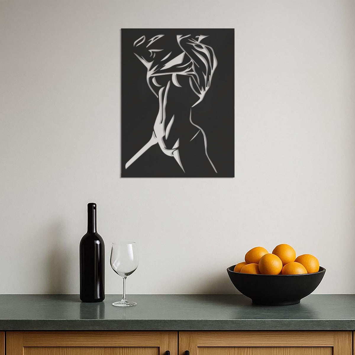 Abstract Female Body Metal Wall Art, Modern Woman Silhouette Wall Decor, Modern Minimalist Nude Metal Art, Bedroom Living Room Wall Hanging