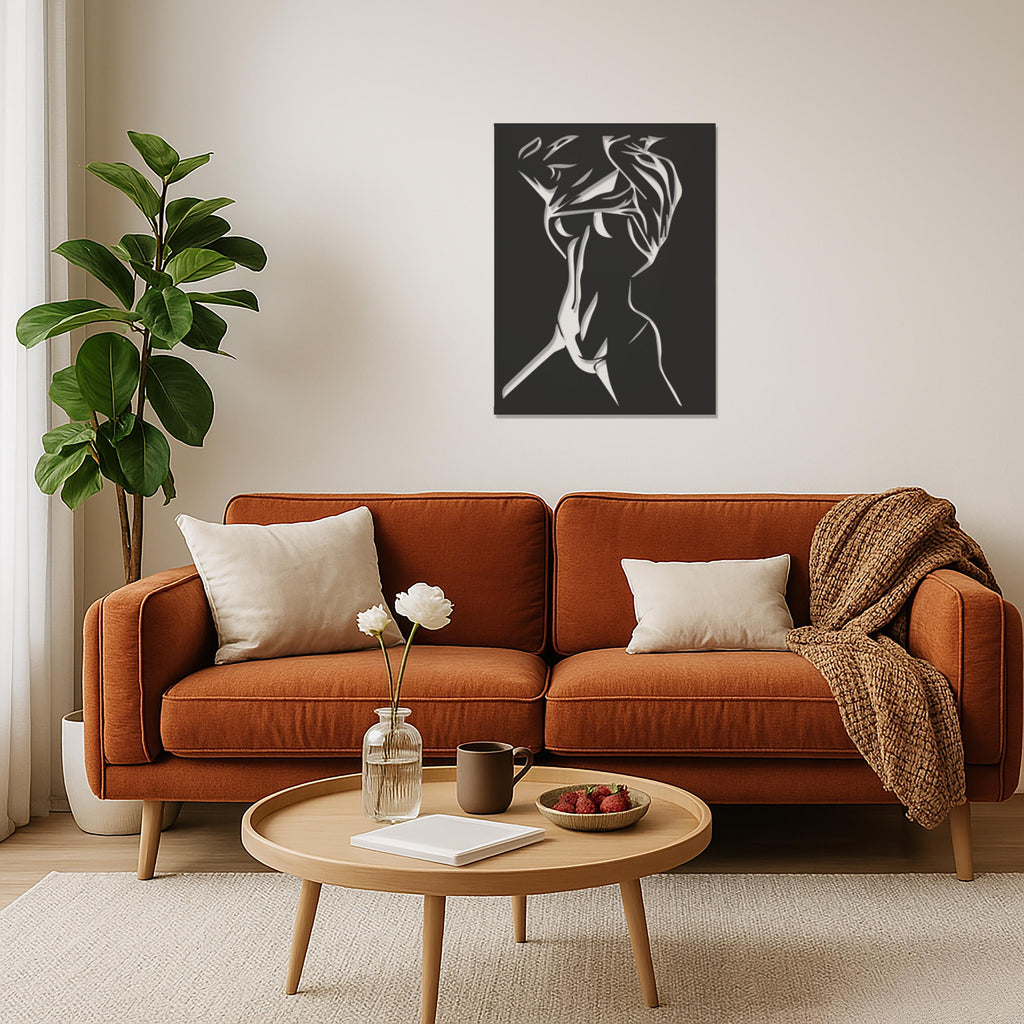 Abstract Female Body Metal Wall Art, Modern Woman Silhouette Wall Decor, Modern Minimalist Nude Metal Art, Bedroom Living Room Wall Hanging