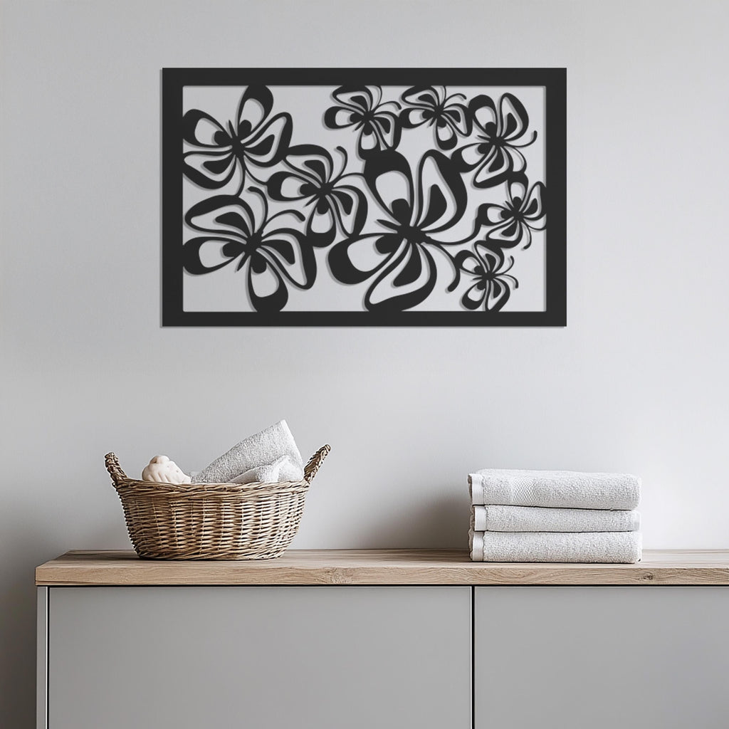 Metal Flower Wall Art, Modern Floral Wall Decor, Abstract Metal Wall Hanging, Nature Inspired Metal Panel,Modern Living Room Wall Decoration