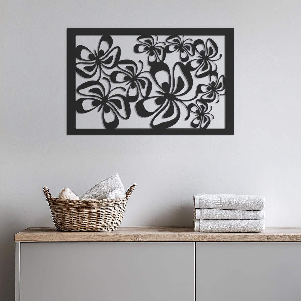 Metal Flower Wall Art, Modern Floral Wall Decor, Abstract Metal Wall Hanging, Nature Inspired Metal Panel,Modern Living Room Wall Decoration