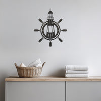 Nautical Lighthouse Wall Art, Ship Wheel Metal Wall Decor, Coastal Beach House Decor, Sea Themed Metal Wall Hanging,Maritime Home Decoration 1
