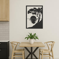 Sunset Metal Wall Art, Coastal Tree Landscape Wall Decor, Modern Nature Metal Wall Hanging, Ocean View Art for Living Room,Beach House Decor 3