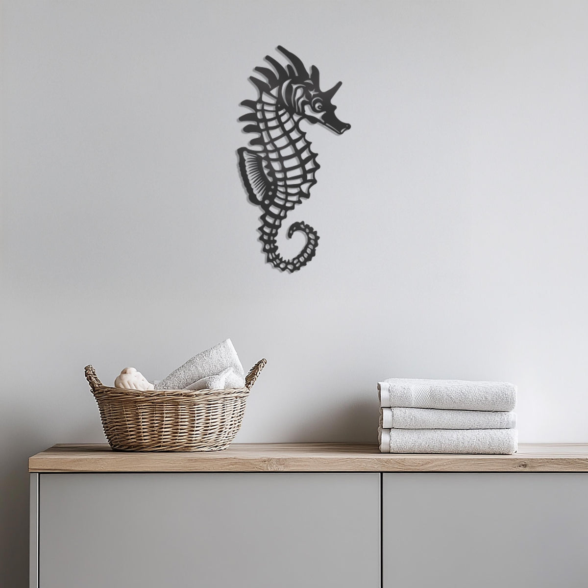 Seahorse Metal Wall Art, Beach Nautical Wall Decor, Coastal Sea Life Metal Artwork, Modern Bathroom Ocean Decor, Underwater Marine Gift Idea
