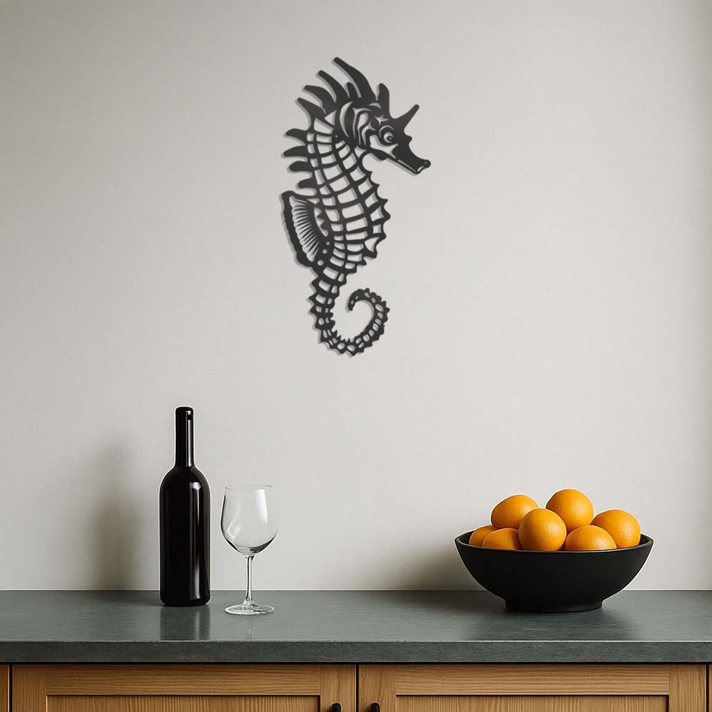 Seahorse Metal Wall Art, Beach Nautical Wall Decor, Coastal Sea Life Metal Artwork, Modern Bathroom Ocean Decor, Underwater Marine Gift Idea