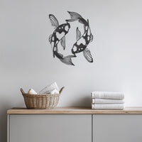 Koi Fish Metal Wall Art, Zen Garden Wall Decor, Japanese Fish Wall Sculpture, Tranquil Lake Decor,Minimalist Asian Inspired Artwork,Wall Art 1