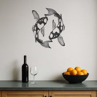 Koi Fish Metal Wall Art, Zen Garden Wall Decor, Japanese Fish Wall Sculpture, Tranquil Lake Decor,Minimalist Asian Inspired Artwork,Wall Art 2