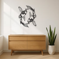 Koi Fish Metal Wall Art, Zen Garden Wall Decor, Japanese Fish Wall Sculpture, Tranquil Lake Decor,Minimalist Asian Inspired Artwork,Wall Art 6