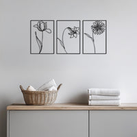 Flower Metal Wall Art Set, Minimalist Botanical Wall Decor, Modern Floral Metal Panel, Nature Inspired Wall Hanging,Modern Garden Home Decor 1