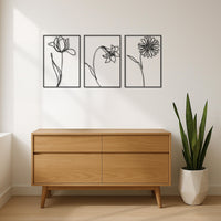 Flower Metal Wall Art Set, Minimalist Botanical Wall Decor, Modern Floral Metal Panel, Nature Inspired Wall Hanging,Modern Garden Home Decor 6