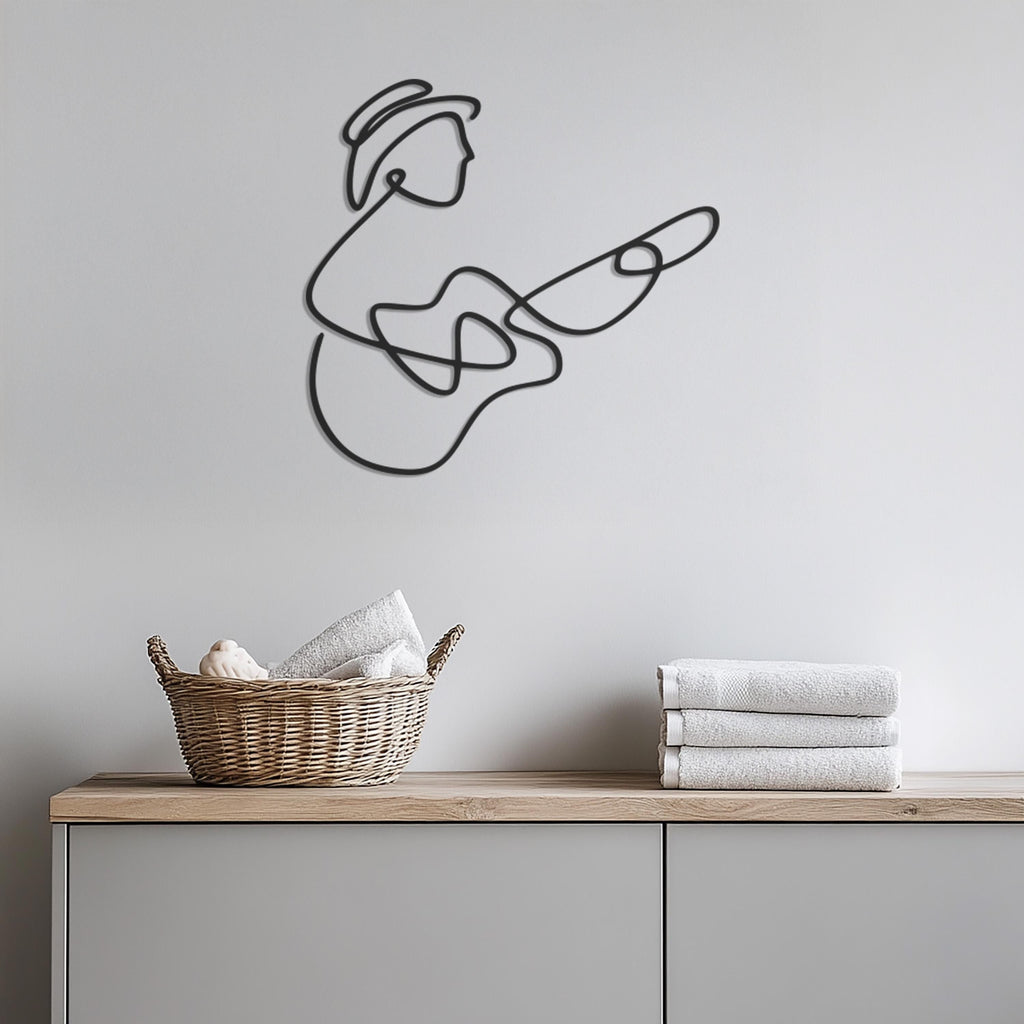 Guitar Player Metal Wall Art, Minimalist Musician Wall Decor, Music Lover Gift, Modern Metal Guitarist Wall Hanging, Music Room Art,Wall Art