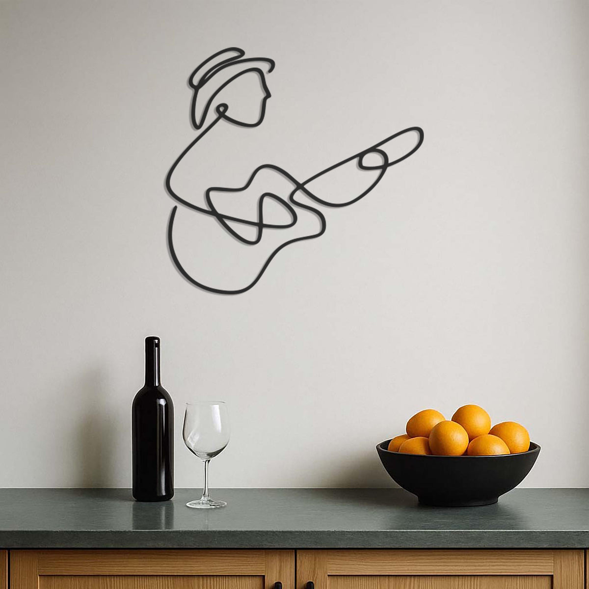 Guitar Player Metal Wall Art, Minimalist Musician Wall Decor, Music Lover Gift, Modern Metal Guitarist Wall Hanging, Music Room Art,Wall Art