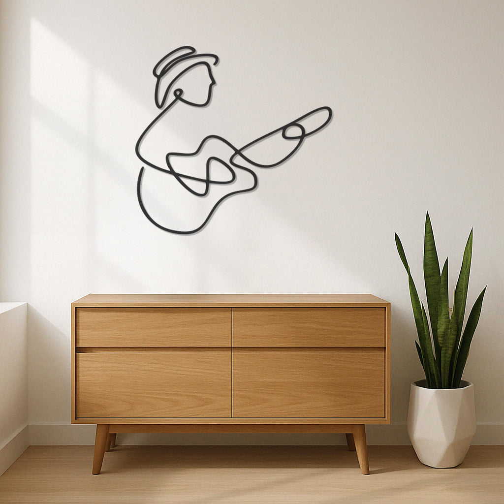 Guitar Player Metal Wall Art, Minimalist Musician Wall Decor, Music Lover Gift, Modern Metal Guitarist Wall Hanging, Music Room Art,Wall Art