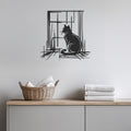 Cat Looking Out Window Metal Wall Art, Minimalist Cat Wall Decor, Modern Pet Lover Gift, Cozy Home Wall Hanging,Cat Lover Metal Art,Wall Art