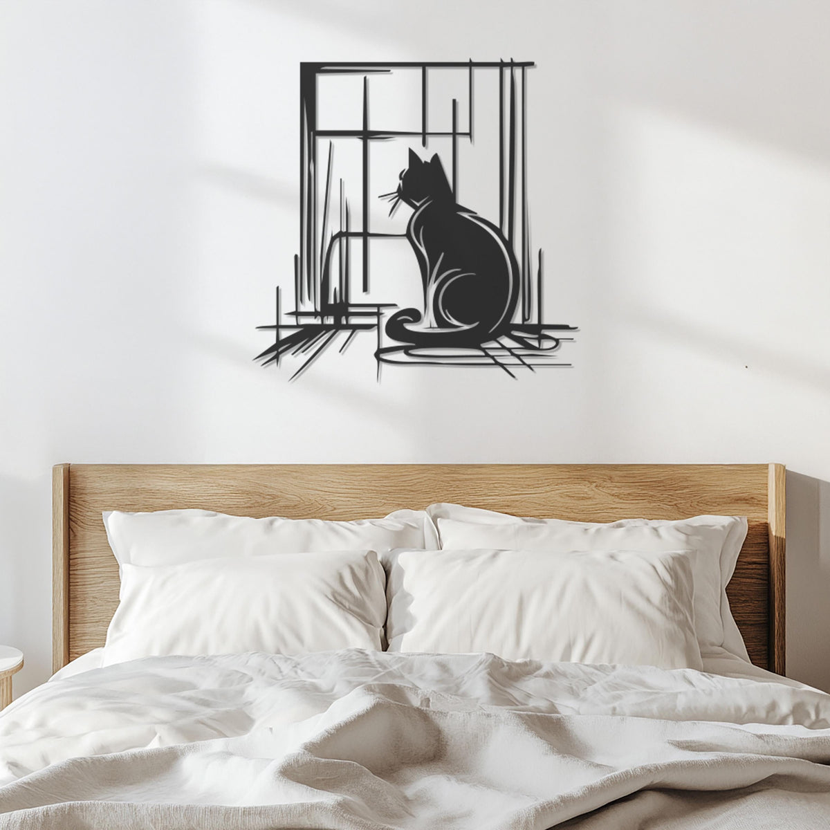 Cat Looking Out Window Metal Wall Art, Minimalist Cat Wall Decor, Modern Pet Lover Gift, Cozy Home Wall Hanging,Cat Lover Metal Art,Wall Art