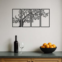 Metal Tree Wall Art, 4 Piece Tree Panel Decor, Modern Nature Wall Hanging, Rustic Metal Tree Art, Large Wall Decor, Family Tree Metal Art 2