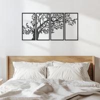 Metal Tree Wall Art, 4 Piece Tree Panel Decor, Modern Nature Wall Hanging, Rustic Metal Tree Art, Large Wall Decor, Family Tree Metal Art 5