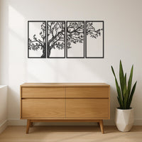 Metal Tree Wall Art, 4 Piece Tree Panel Decor, Modern Nature Wall Hanging, Rustic Metal Tree Art, Large Wall Decor, Family Tree Metal Art 6