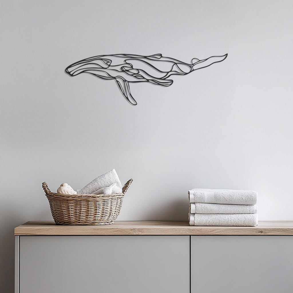 Metal Whale Wall Art, Modern Whale Metal Decor, Ocean Inspired Wall Hanging, Nautical Metal Wall Sculpture, Sea Life Coastal Wall Decor