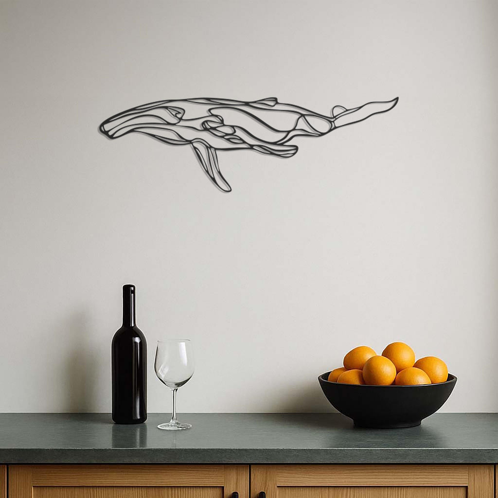 Metal Whale Wall Art, Modern Whale Metal Decor, Ocean Inspired Wall Hanging, Nautical Metal Wall Sculpture, Sea Life Coastal Wall Decor