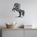 Metal Horse Wall Art, Tree Shaped Horse Decor, Rustic Horse Metal Wall Hanging, Equestrian Wall Art, Farmhouse Animal Wall Decor,Wall Art