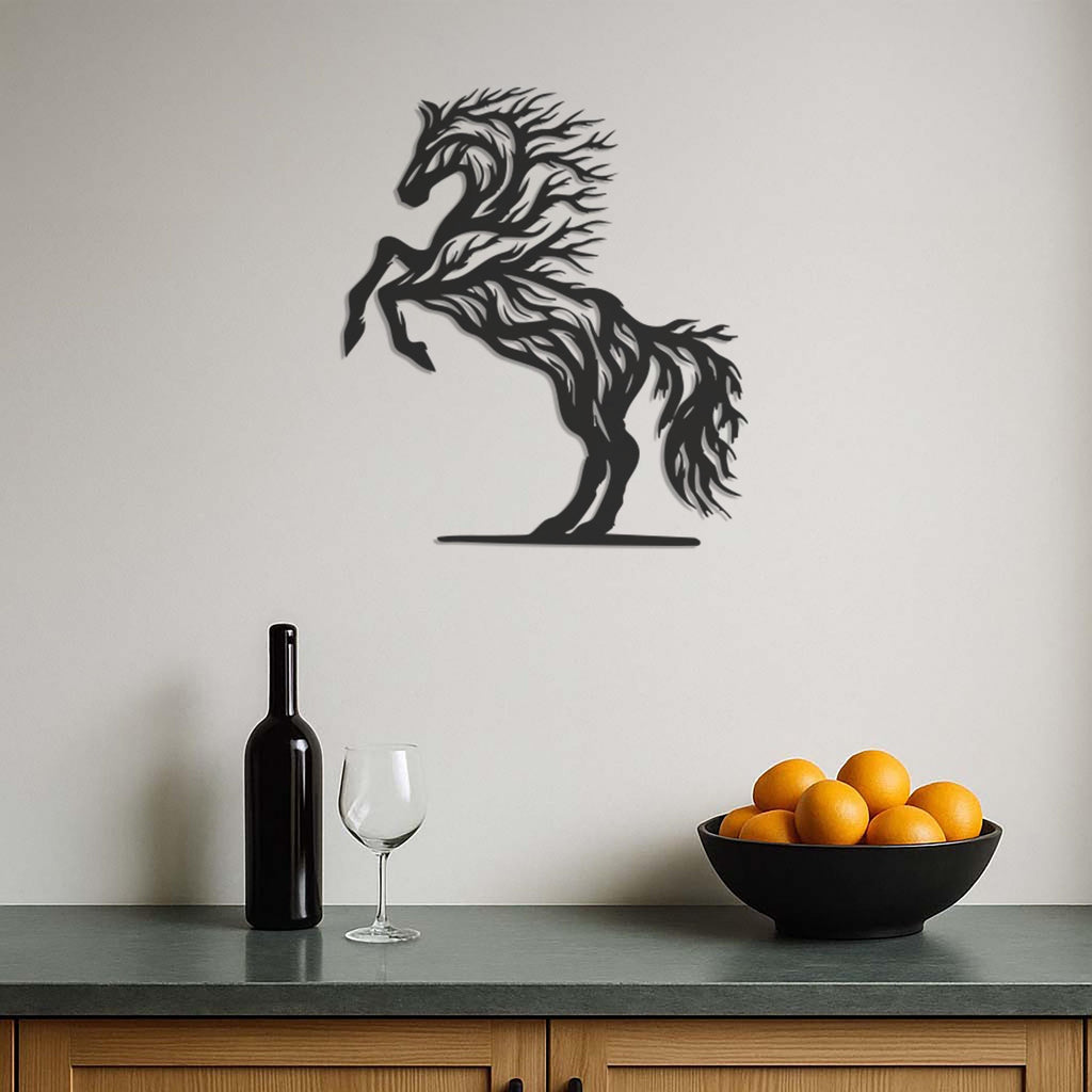 Metal Horse Wall Art, Tree Shaped Horse Decor, Rustic Horse Metal Wall Hanging, Equestrian Wall Art, Farmhouse Animal Wall Decor,Wall Art